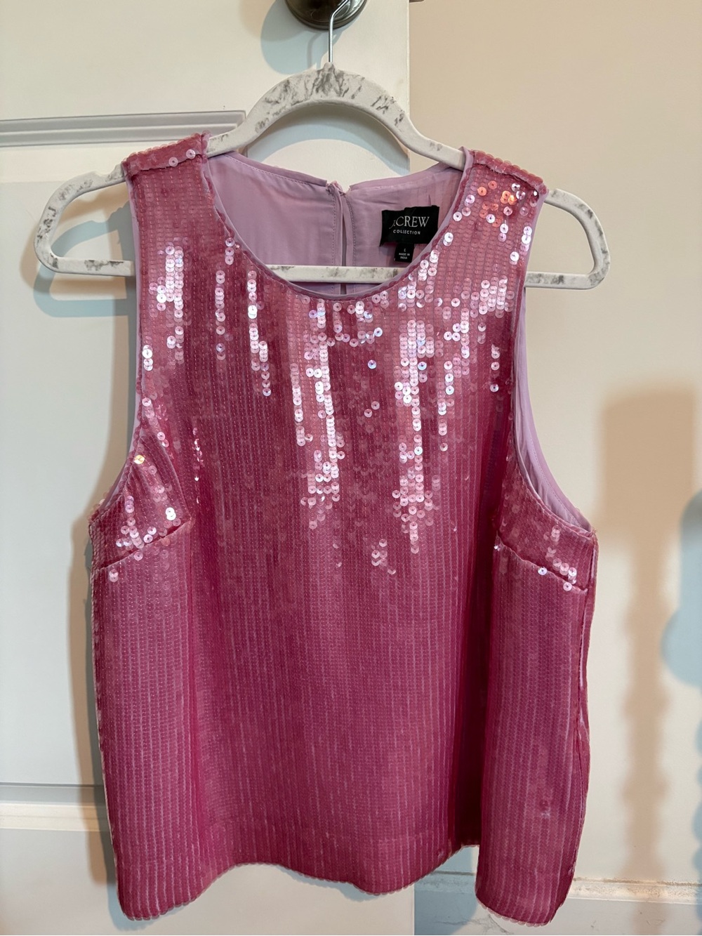 J. Crew Collection Rose Pink Sequin Tank Top